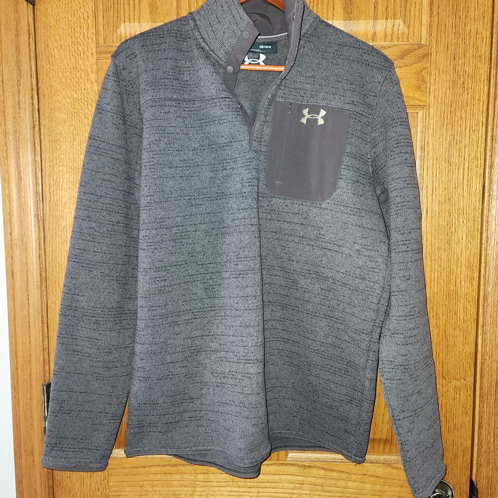 Under Armour Men's Olive Green Performance Loose Medium Fit Fleece Sweater